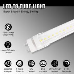 4FT Type A+B LED T8 Tube, 22W Max, 5CCT Selectable
