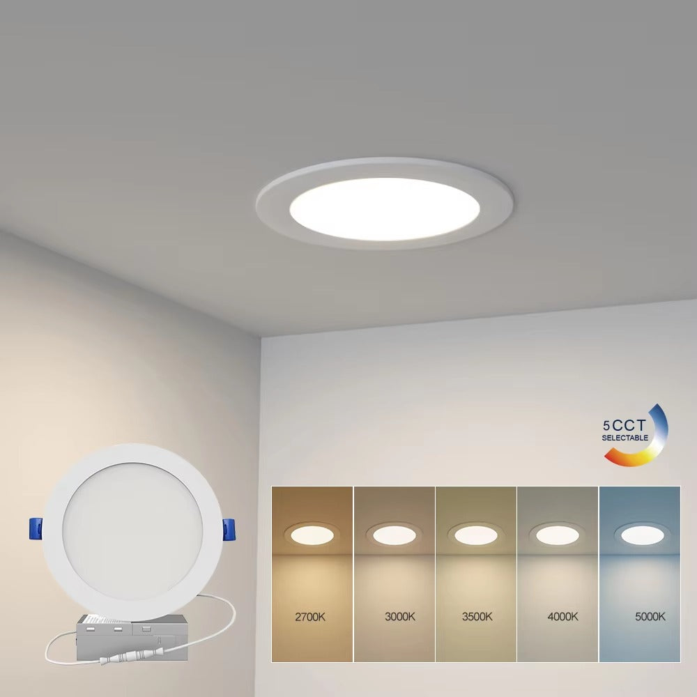 8 Inch Slim Canless LED Recessed Light, 18W, 5CCT, 0-10V Dimmable