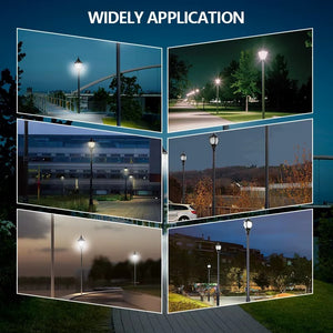 LED acorn post top lights used on paths streets campuses parks and landscaped areas
