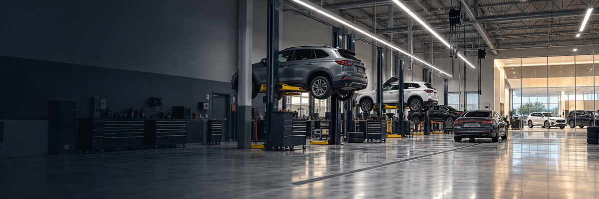 Conceptual auto dealership lighting application illustration