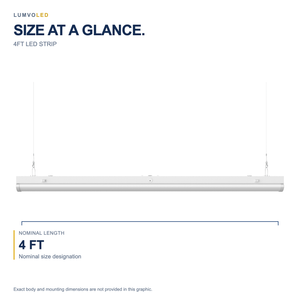 4FT LED STRIP — fixture dimensions with large original product view