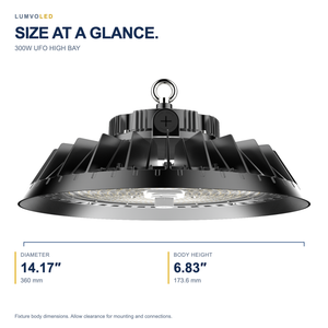 300W UFO HIGH BAY — fixture dimensions with large original product view