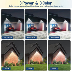 120W 100W 80W adjustable LED wall pack with selectable 3000K 4000K and 5000K light