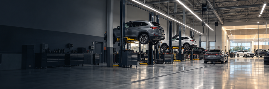 Conceptual auto dealership lighting application illustration