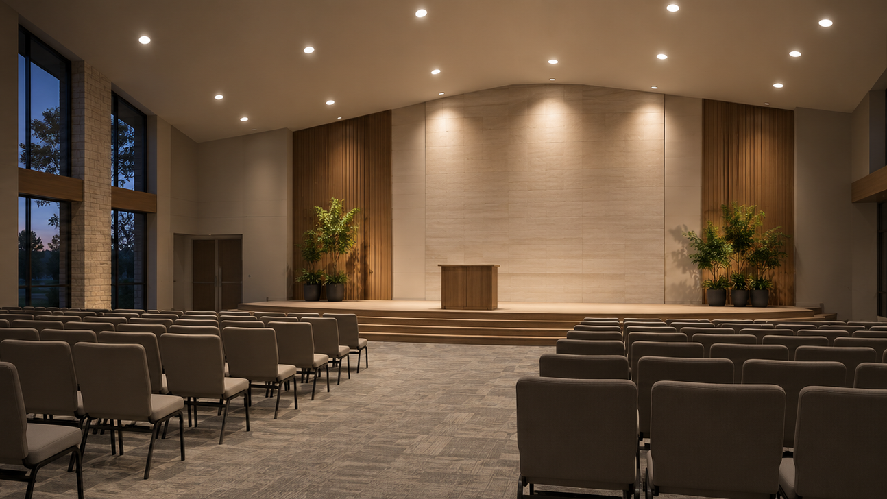 Conceptual event space lighting application illustration