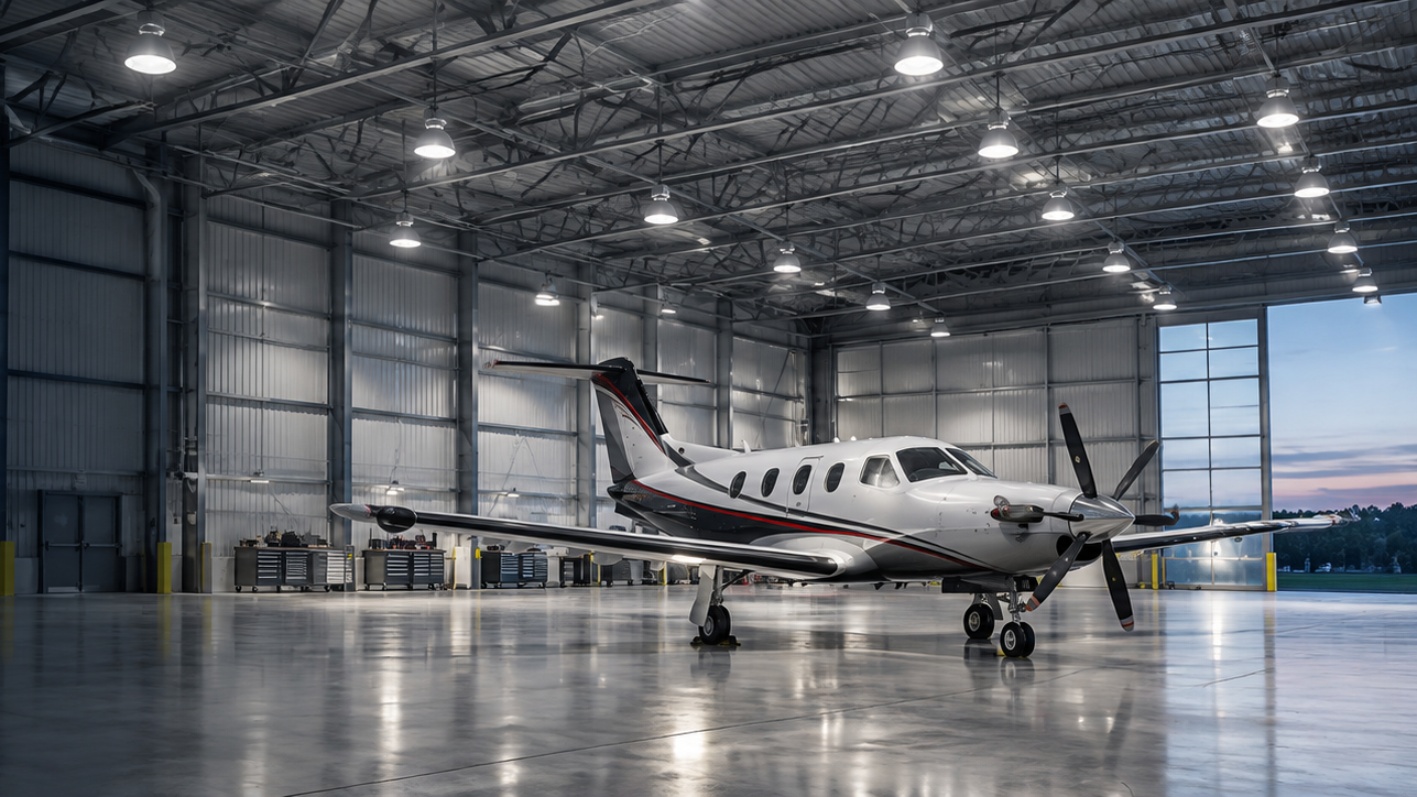 Conceptual hangar lighting application illustration