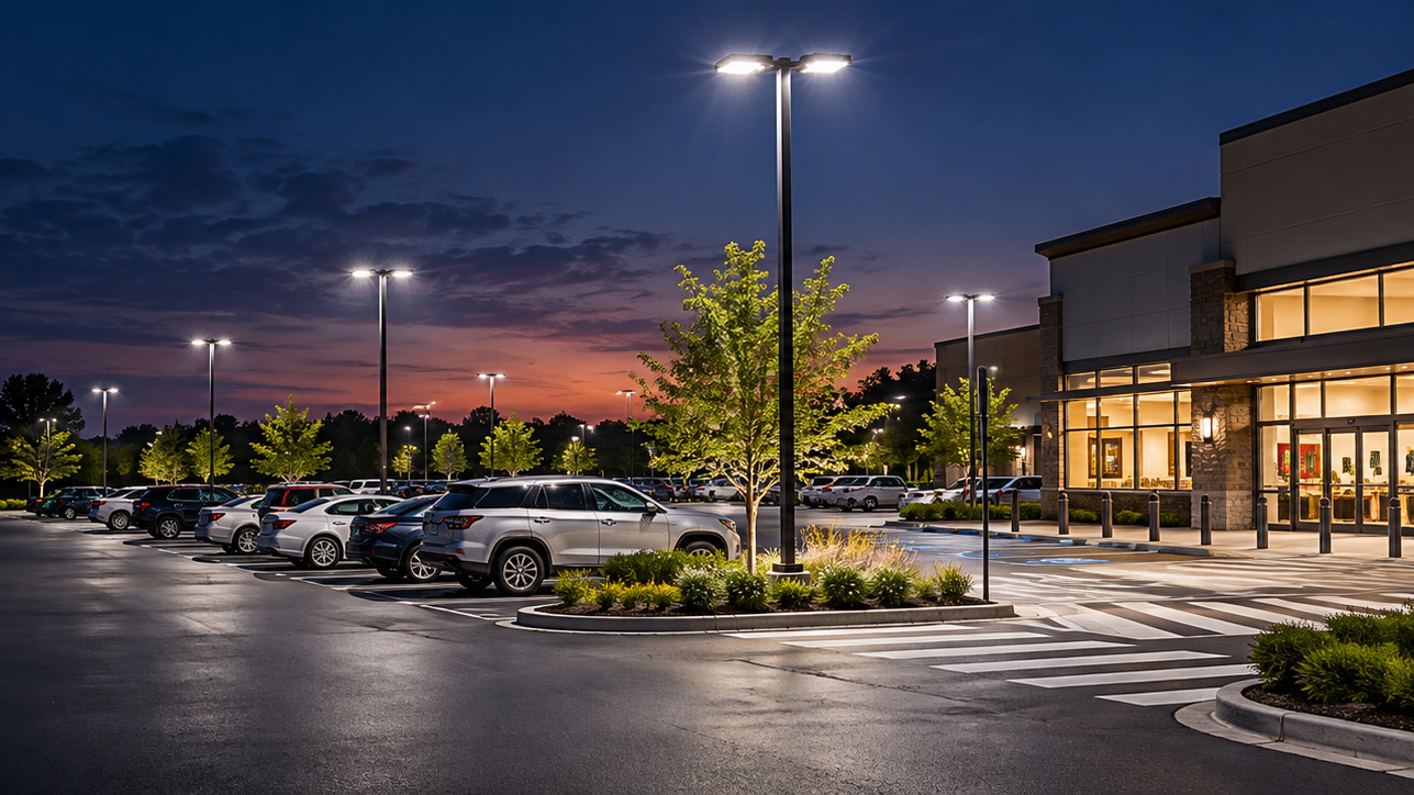 Conceptual parking lot lighting application illustration