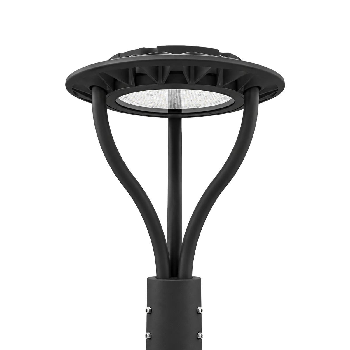 Commercial LED post top lights in modern lantern and acorn styles
