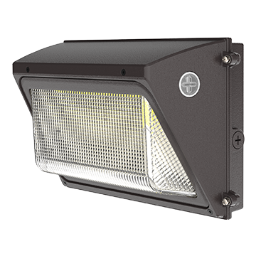 Commercial LED wall pack lights for building exteriors and outdoor security lighting