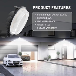 LED barn light features including dusk-to-dawn control, IP65 protection and a 5-year warranty