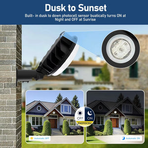 LED barn light photocell showing automatic daytime shutoff and nighttime illumination