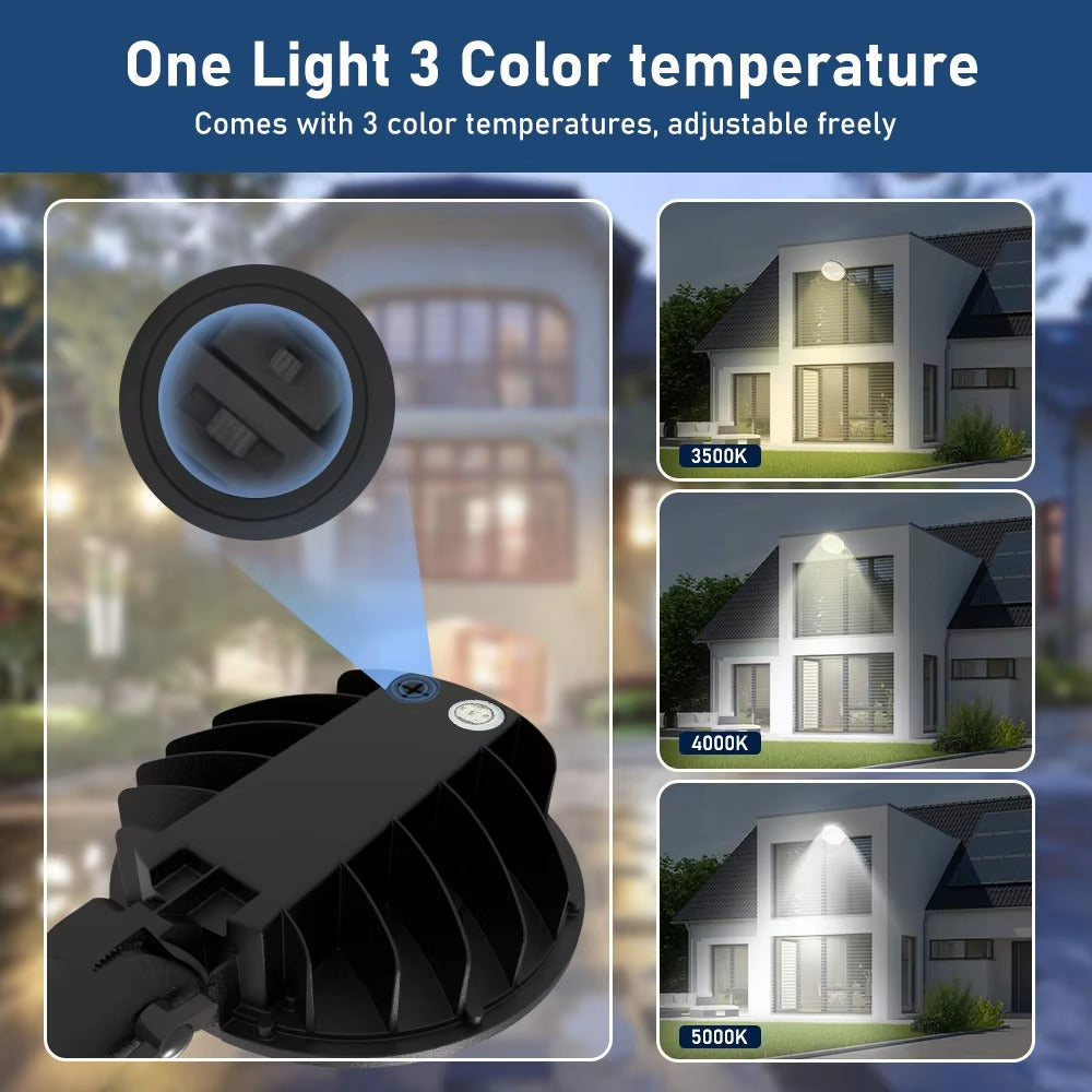 LED barn light photocell showing automatic daytime shutoff and nighttime illumination