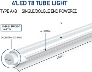 2FT LED T8 tube light installation and wiring detail
