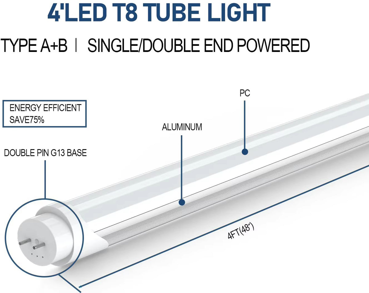 8FT LED T8 tube light installation and wiring detail