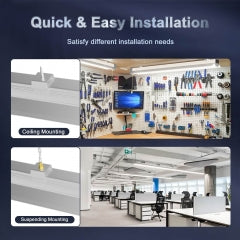 Ceiling-mount and suspended installation options for 4FT LED shop light