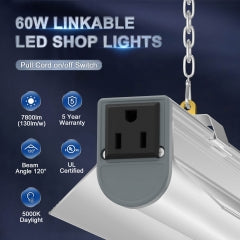 Mounting hardware chains and power cord for 4FT LED shop light