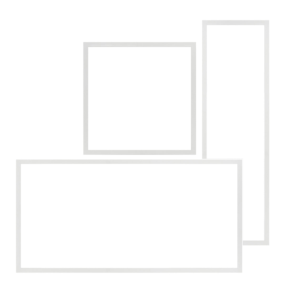 Outlines comparing square and rectangular LED flat panel sizes