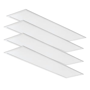 Four white 1x4 LED panel lights shown in a staggered arrangement