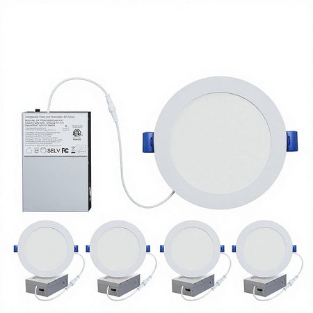 6 Inch Slim Canless LED Recessed Light, 12W, 5CCT, 0-10V Dimmable
