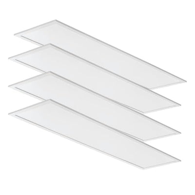 Four white 1x4 LED panel lights shown in a staggered arrangement