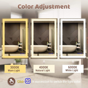 LED bathroom mirror color comparison showing 3000K warm white, 4000K neutral white and 6000K cool white