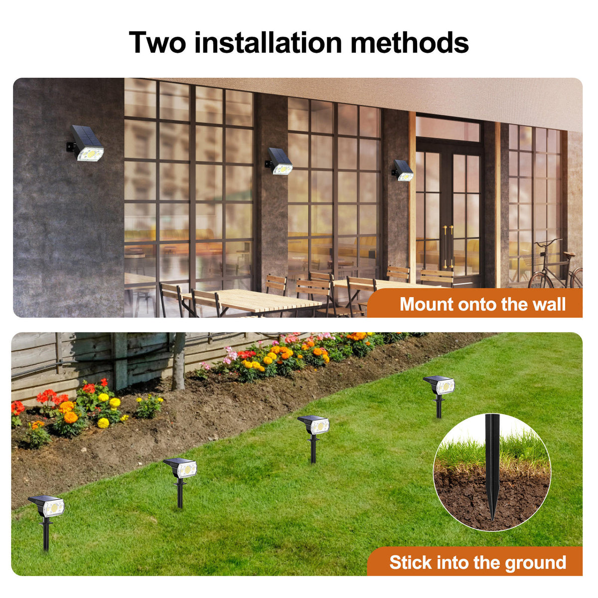 Solar LED Landscape Spotlight, 6000K, IP65, 3 Lighting Modes