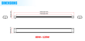 100W 4FT high-output LED shop light dimensional drawing