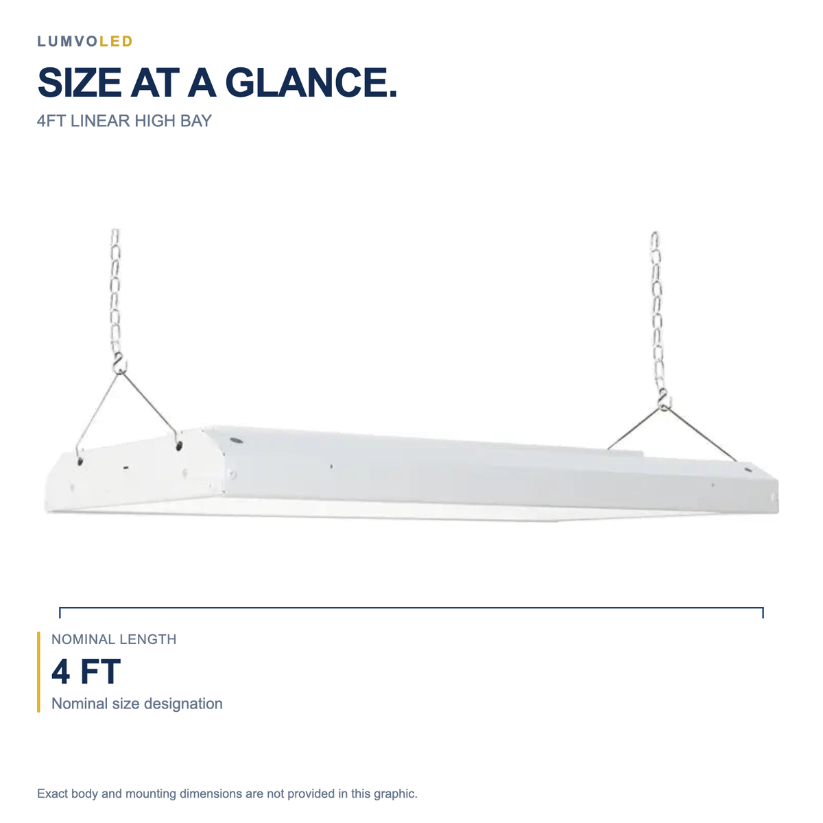 4FT LINEAR HIGH BAY — fixture dimensions with large original product view
