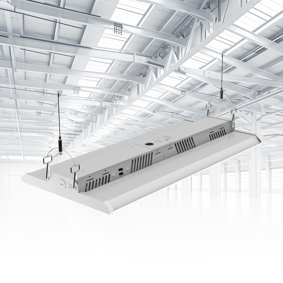 4-Pack 2ft Linear LED High Bay Light, 120-220W Selectable, 2CCT, 120-277V, 2.5mm Audio Jack Sensor Base