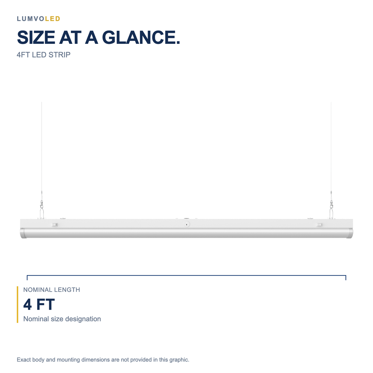 4FT LED STRIP — fixture dimensions with large original product view