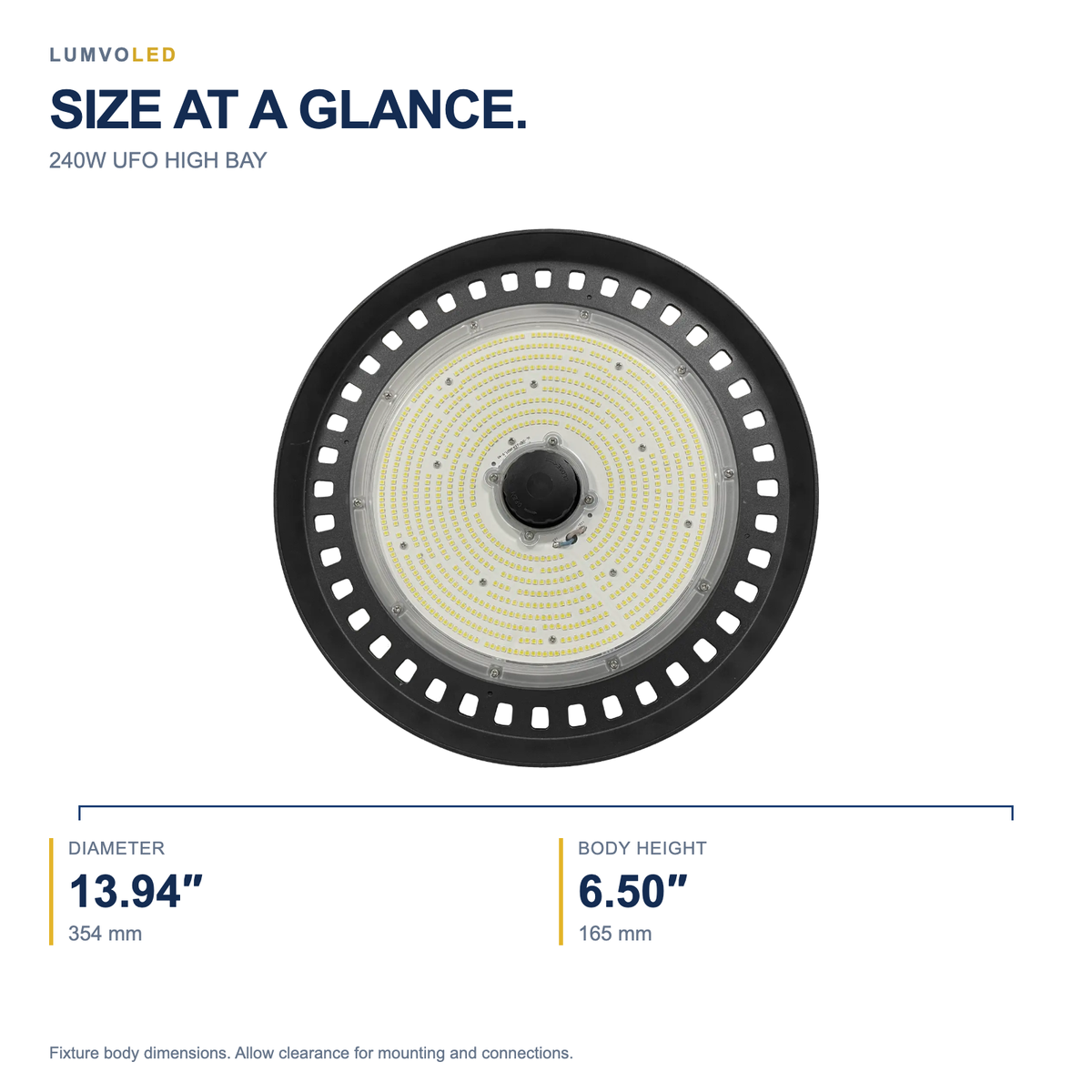 240W UFO HIGH BAY — fixture dimensions with large original product view