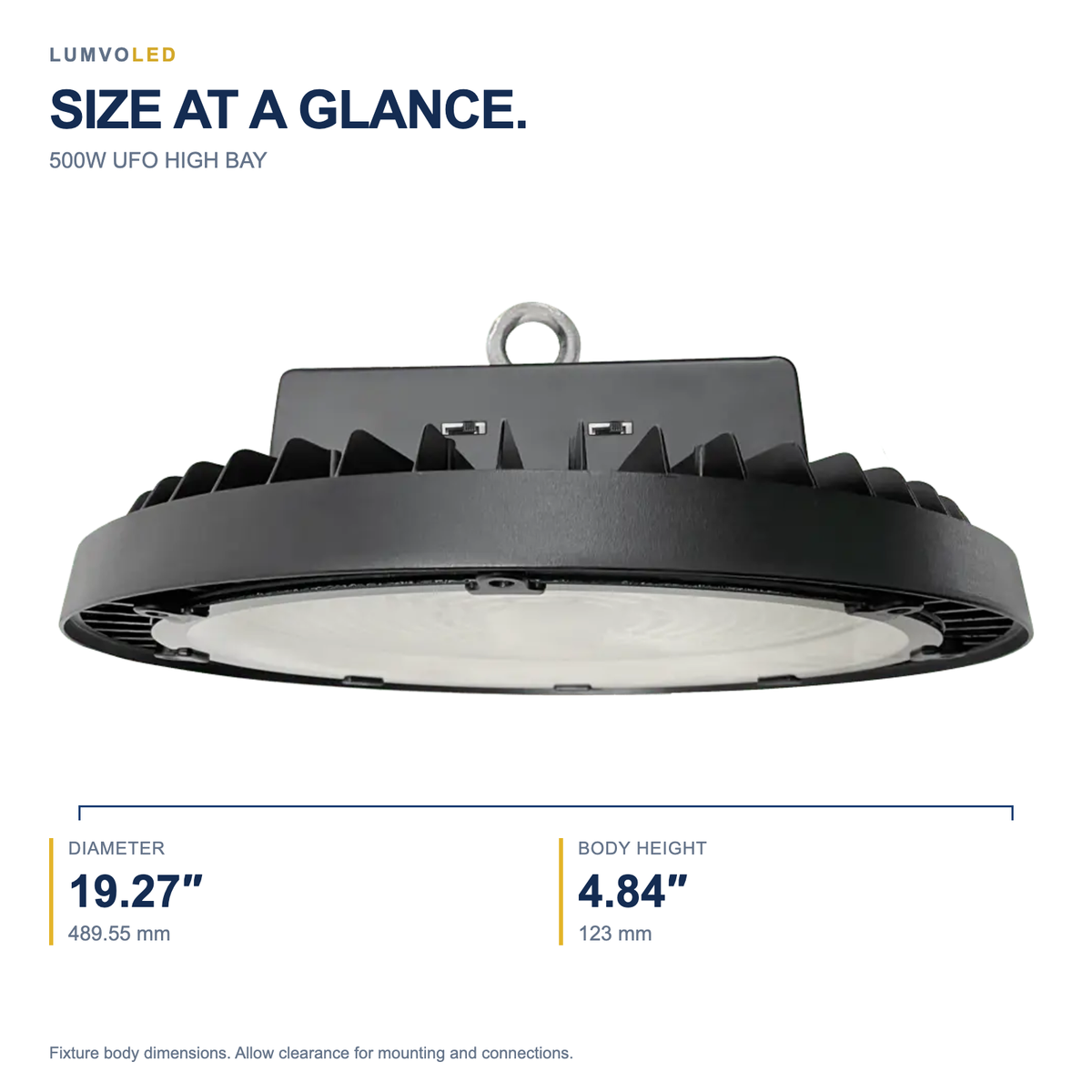 500W UFO HIGH BAY — fixture dimensions with large original product view