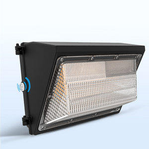 Selectable commercial LED wall pack with prismatic lens and bronze housing