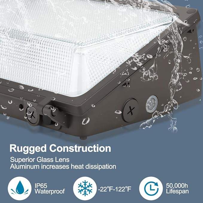 Traditional LED wall pack with rugged aluminum housing and prismatic lens
