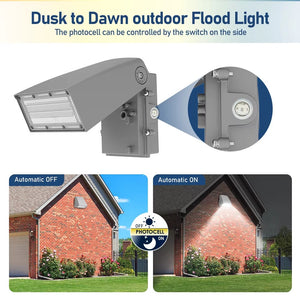 Dusk-to-dawn adjustable LED wall pack photocell operation