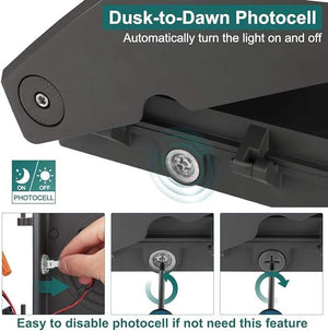 Built-in photocell control on an adjustable LED wall pack