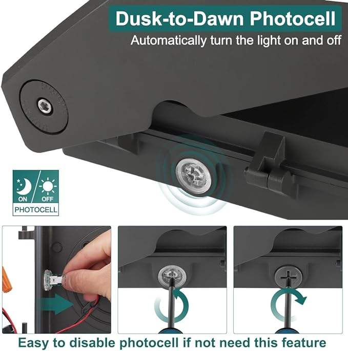 Built-in photocell control on an adjustable LED wall pack