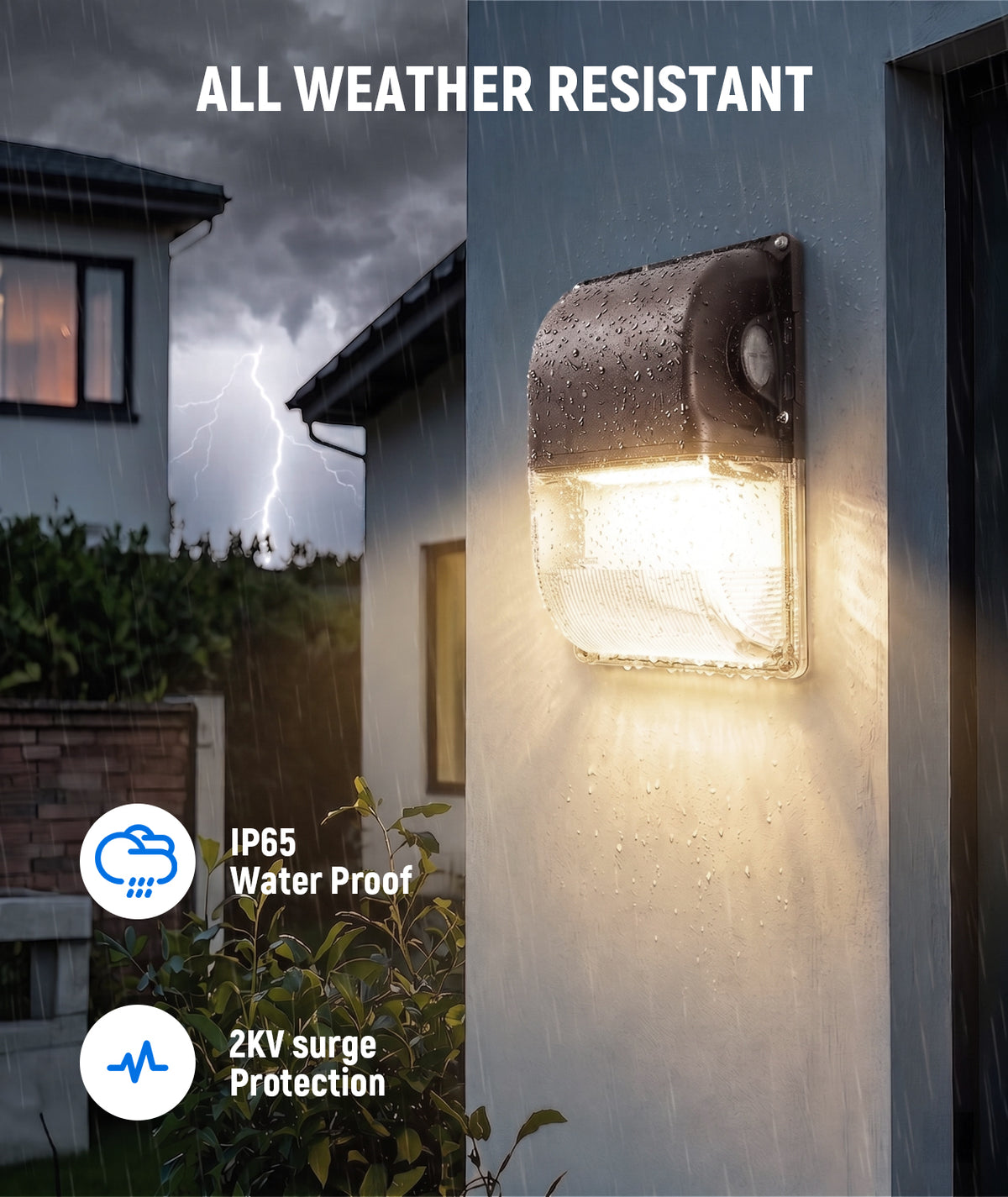 30/25/18W Mini LED Wall Pack, 3CCT, Dusk-to-Dawn Photocell