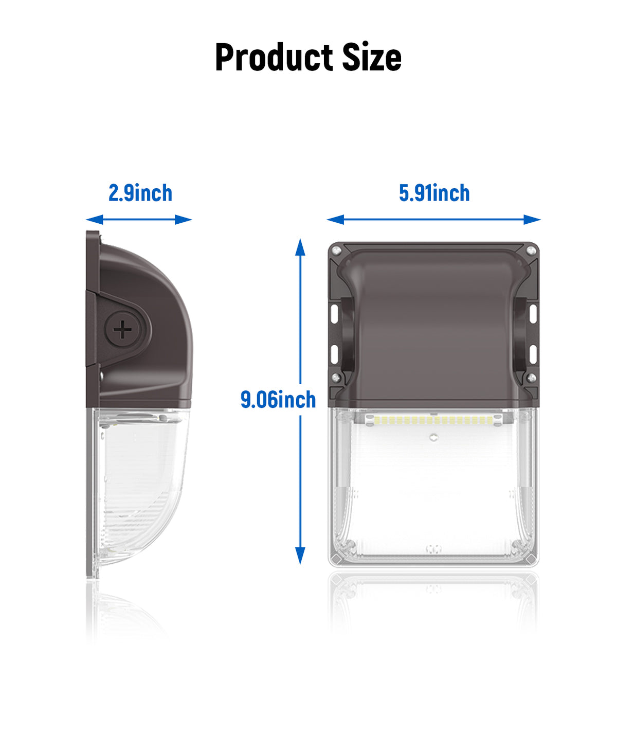 30/25/18W Mini LED Wall Pack, 3CCT, Dusk-to-Dawn Photocell