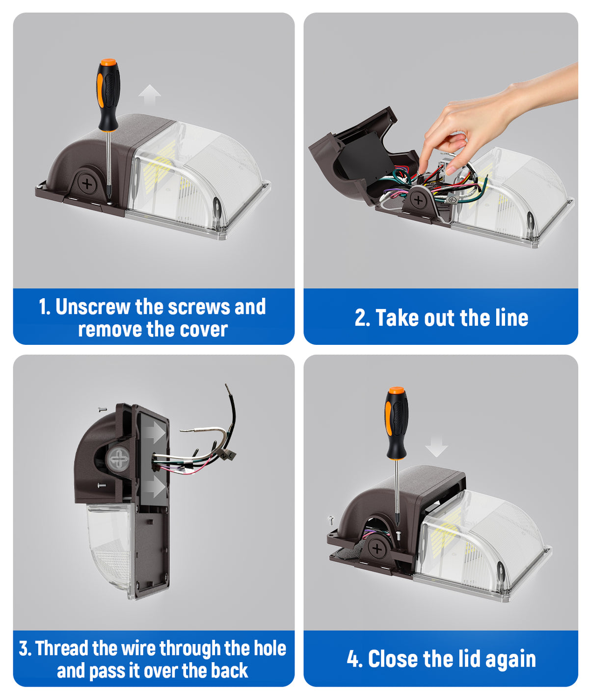 30/25/18W Mini LED Wall Pack, 3CCT, Dusk-to-Dawn Photocell